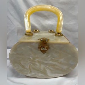 Vintage lucite & rattan purse by Stylecraft Miami in the 1940’s -50’s